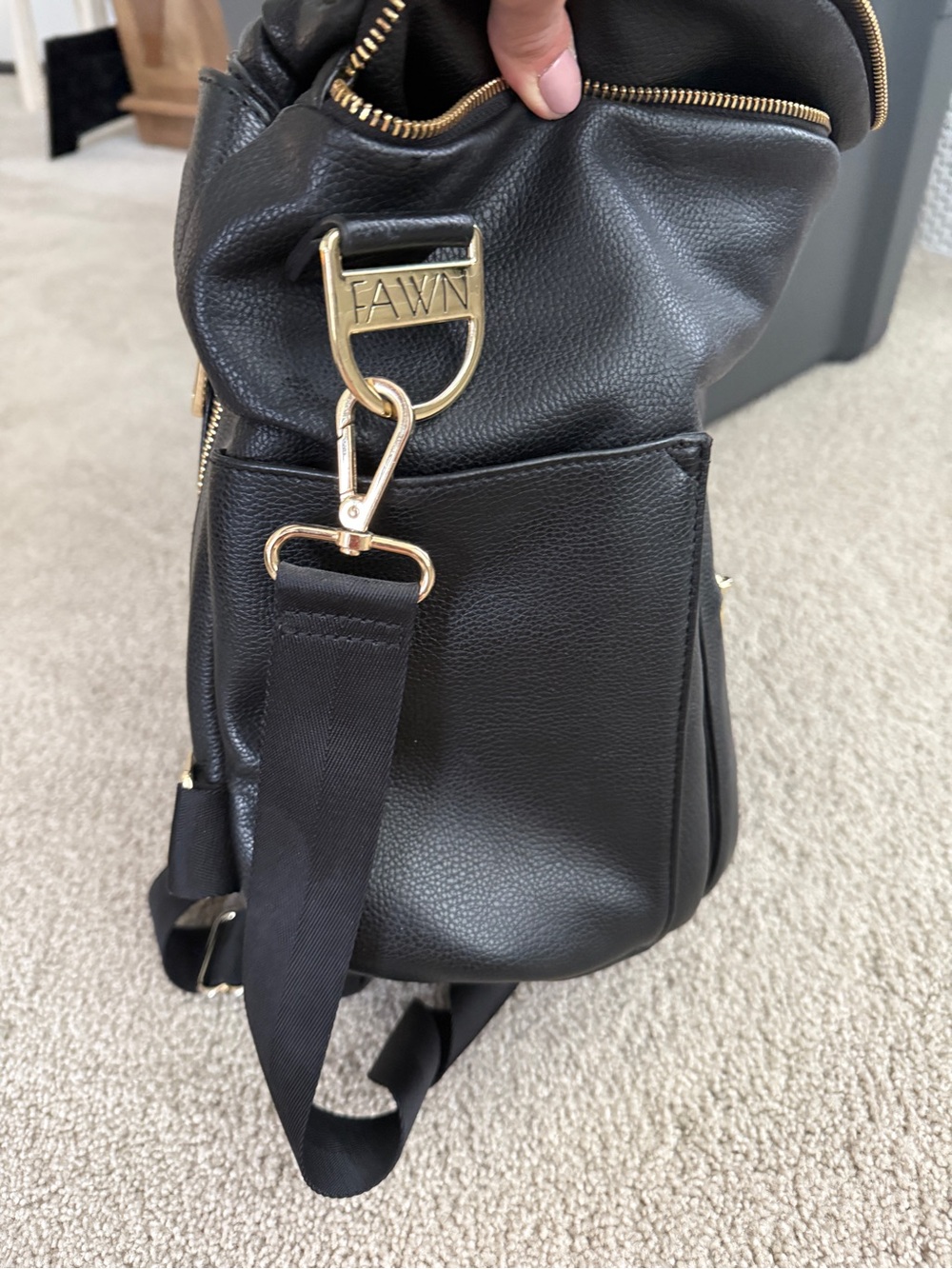 Fawn Design Black Pebbled Leather Convertible Backpack - Picture 4 of 4